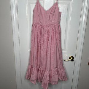 J. Crew Red & White Pinstriped Dress